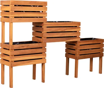 Produktbild von Dundee Teak Hochbeet mit integrierter Folienauskleidung, mehreren Pflanzbereichen und dezentem Sichtschutz