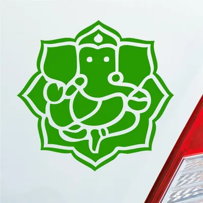 Produktbild von Auto Aufkleber Buddhismus Elefant Ganesha Buddha Asien 10x10 cm Hellgrün Sticker Heckscheibenaufkleber
