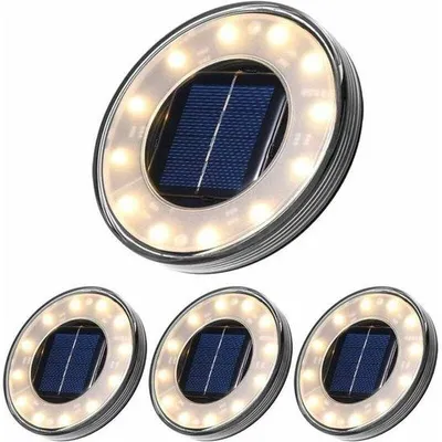 Obrázok produktu pre Solárne základné osvetlenie – Solárne vonkajšie LED osvetlenie – Solárne osvetlenie terás – Solárne základné osvetlenie – Vonkajšie osvetlenie pre príjazdové cesty, záhrady, chodníky, terasy – Teplá biela – 4-balenie