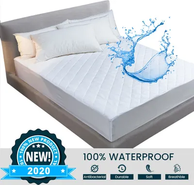 Produktbild von ele ELEOPTION 90 x200 cm Wasserdichter Matratzenschoner, ausgestattet sheet， Wasserdichter Matratzenschoner aus Kühlbambus, ultraweicher 3D-Luftgewebe-Matratzenpolsterbezug Hypoallergene wasserdichte Laken, Weiße Blumen