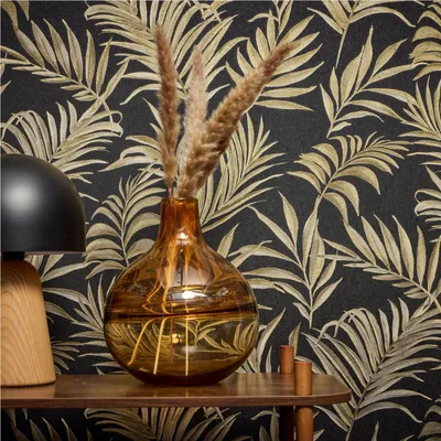 Produktbild von A.S. Creation Vliestapete 10.05 x 0.53 m Livingwalls Dschungel Tapete Schwarz 791086 Palmen CosmoLiving by Cosmopolitan