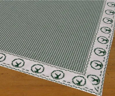 Produktbild von Tischdecke RESI Hirsche kariert grün, 100 % Baumwolle, in 100x100 cm