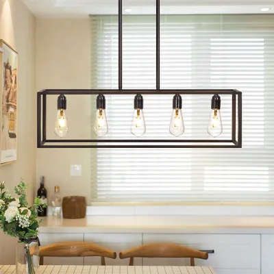 Image de WISFOR Plafonnier Design Industriel, Plafonnier Spot Suspension, Salle à manger Lampe à suspendre, noir