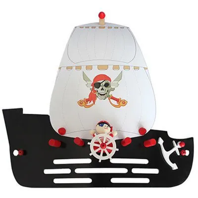Produktbild von Elobra Wandlampe Piratenschiff Kinderzimmer Holzlampe Kinderlampe, Schwarz mit S