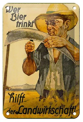 Produktbild von Blechschild Spruch 12x18cm wer Bier trinkt Landwirtschaft
