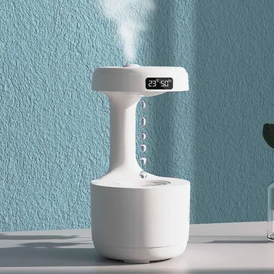 Obrázek produktu pro Ultrazvukový zvlhčovač vzduchu 800 ml s LED displejem antigravitační efekt aroma difuzér USB - DropHumidifier