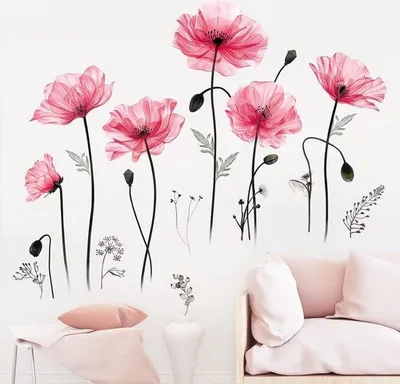 Produktbild von Große Blumen Wandstickers Rosa Blumen Blüten Wandtattoo Schlafzimmer Wohnzimmer Sofa TV Hintergrund Wanddekoration