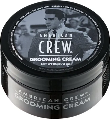 Obrázek produktu pro American Crew Grooming Cream 85g, Krém na vlasy, Pánské, Kudrnaté vlasy, Ošetřující, Fixační, Hydratující, Ochana, Lesklý, Změkčující, 85 g, Dávkovač