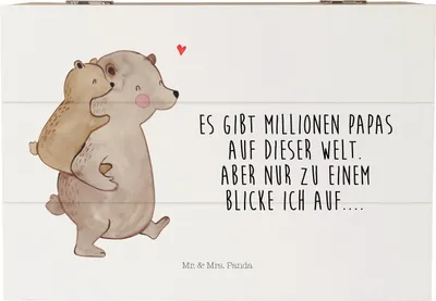 Produktbild von Mr. & Mrs. Panda Box Papa Bär 22 x 15 cm - Weiß - Geschenk, Truhe, Vatertag, Geschenkbox, Schatulle, fotobox, Vater, Muttertag, Geburtstag, Kiste mit Deckel