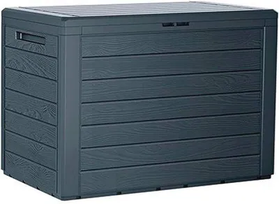Produktbild von Famanu Aufbewahrungsbox 190 Liter in Holzoptik - Wetterfeste Kunststoff Gartenkiste