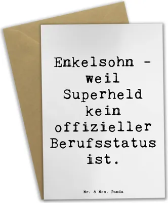 Produktbild von Mr. & Mrs. Panda valentinstagskarte Spruch Enkelsohn Held - Weiß - Geschenk, Beziehung, Andenken, Verwandte, Dankeschön, babykarte, Heldenrolle, osterkarte, Geschenke