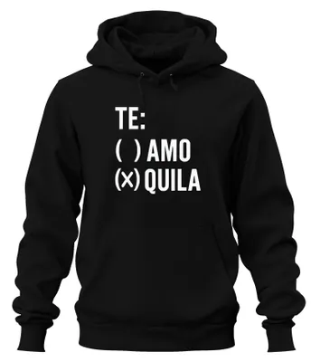 Zdjęcie produktu dla TE: ( ) AMO (X) QUILA śmieszne powiedzenie tequila party JGA humor uni  bluza z kapturem, czarny, M