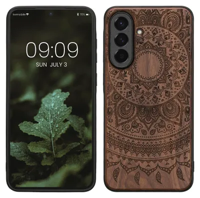 Produktbild von kwmobile Handyhülle für Samsung Galaxy A37 5G Hülle Holz - Case mit TPU Bumper - Stoßfestes Hardcase - Schutzhülle Cover in Dunkelbraun
