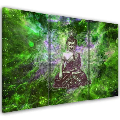 Produktbild von Triptychon auf leinwand religiöses - grün 120x80 cm Feeby grün wandbild bereit zum aufhängen