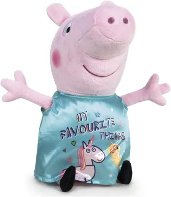 Produktbild von Peppa Wutz Plüschfigur (31cm) Plüschtier Kuscheltier Stofftier Pig Schweinchen Peppa türkises Kleid