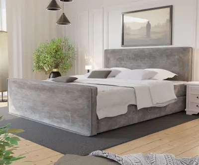 Produktbild von Boxspringbett Schlafzimmerbett CELES 180x200cm Stoff Monolith Silbergrau