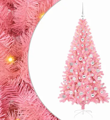 Zdjęcie produktu dla Choinka z 300 diodami LED z podstawą Różowy 180 cm PVC