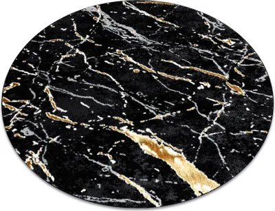 Immagine prodotto di Tappeto ALLURE 1963 cerchio Marmo - Strutturale, elegante, glamour nero / oro  nero ruota 100 cm