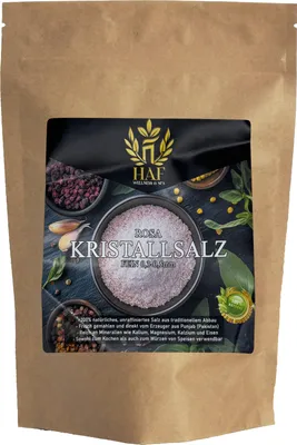 Produktbild von HAF 1 x 1 kg Rosa Kristallsalz 0,3–0,5 mm | 100% Natürlich, Handabgebaut, Unraffiniert | Steinsalz aus Pakistan | Ideal zum Kochen und für Salzmühlen