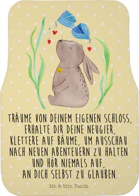 Produktbild von Mr. & Mrs. Panda Automatte Hase Blume - Gelb Pastell - Geschenk, Auto-Fußmatte, Fußmatte Fürs Auto, Schwangerschaft, Kaninchen, Autoteppich, Ostergeschenke, Taufe