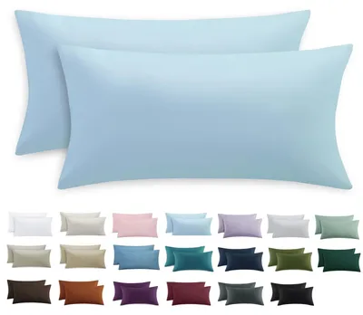 Produktbild von Kissenbezug 40 x 80 cm, 2er-Set – Hellblauer Mikrofaser-Kissenbezug mit Reißverschluss, weich, 40 x 80 cm
