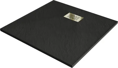 Zdjęcie produktu dla Mexen Hugo brodzik kwadratowy SMC 80 x 80 cm, czarny, maskownica złota - 42708080-G