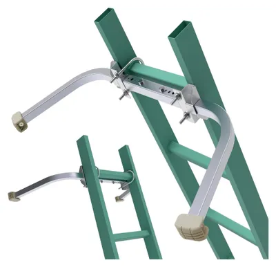 Produktbild von Leiterstabilisator aus robustem Aluminium, verlängertes Zubehör für Dachrinnenreinigungswerkzeuge, Abstandshalter für Leitern, Flügelspan-/Wandleiterhaken mit rutschfester Gummiunterseite
