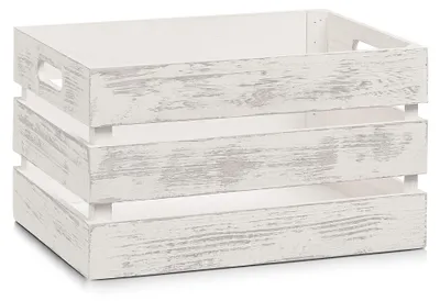 Image de 15131 Boîte de rangement, bois, blanc vintage, 35 x 25 x