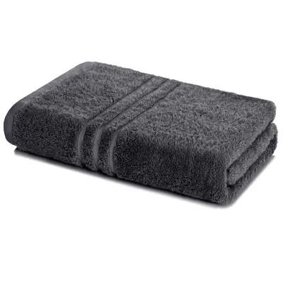 Produktbild von Lavea® Badetuch 100x150 cm aus 100% Baumwolle – Großes Duschtuch, saugstark, weich und hautfreundlich, Frottierserie Elena, waschbar - Anthrazit