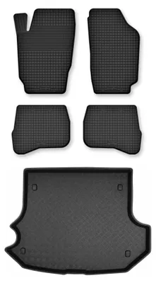 Productafbeelding van Rubberen automatten + kofferbakmat voor Jeep Grand Cherokee ZJ 1998-2005 – 5-delig, zwart, op maat – Wielganizator Semi-Universal