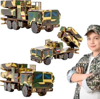 Produktbild von Militärfahrzeug Holzpuzzle 3D Modellauto Armeepuzzle 160-0297