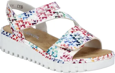 Produktbild von Rieker Damen Sandale Klettverschluss bequem Keilabsatz schmal farbenfroh V1364, Größe:40 EU, Farbe:Mehrfarbig
