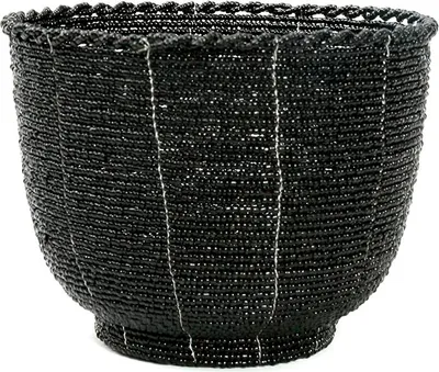 Image de Panier perles noir 13x13x10cm