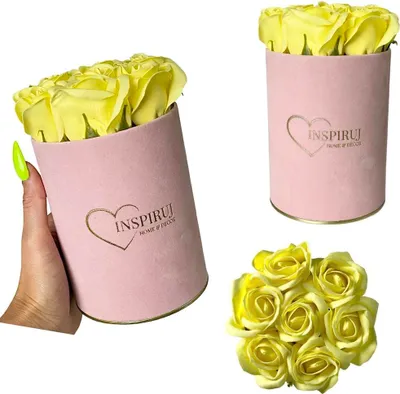 Produktbild von Flowerbox Inspiruj - Rosa Box mit Seifenrosen - Nr. 16 Gelb