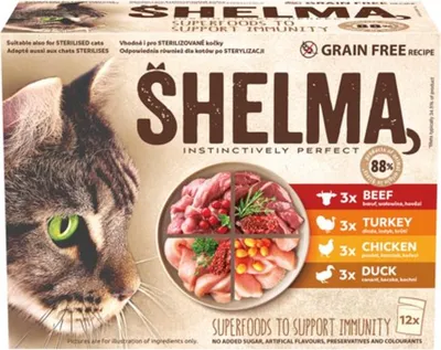 Image de Sachet Shelma pour chats 12x85g (poulet, canard, mer)