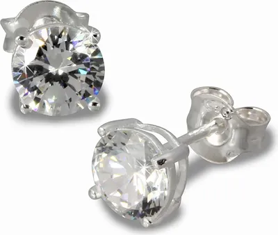 Image de SilberDream Boucles d'oreilles dames argent blanc rond zirconium 6mm SDO716W
