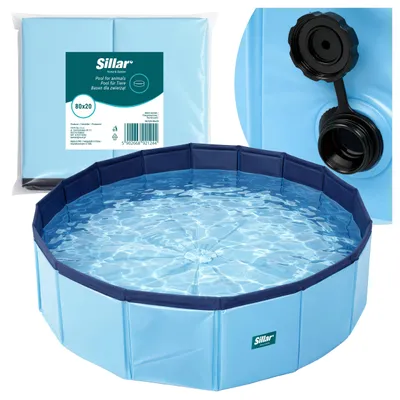 Produktbild von Sillar Hundepool faltbar 80x20 cm – Haustierpool für Hunde Katzen Badepool 100 L