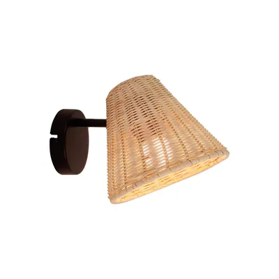 Produktbild von Lindby Wandleuchte Zyralia, holzfarben, Rattan, 19,5 cm hoch