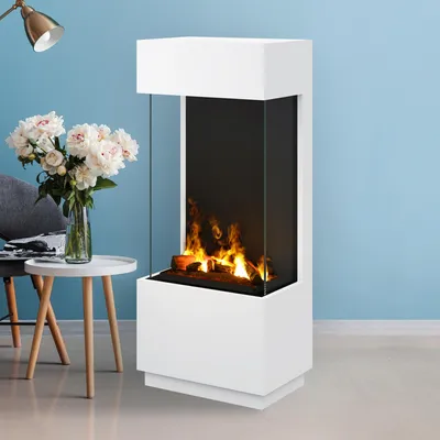 Produktbild von Noble Flame JAVA [dreiseitiger Elektrokamin Opti-myst mit Verglasung]: Weiß (warm) - Mit Heizung