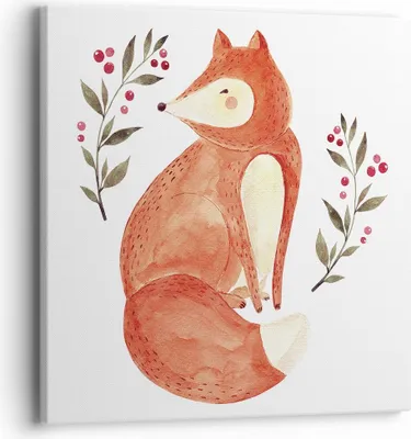 Produktbild von Bild auf Leinwand - Leinwandbild - Einteilig - Nov Illustration Fuchs - 40x40cm - Wand Bild - Wanddeko - Wandbilder - Leinwanddruck - Bilder - Wanddekoration - Leinwand bilder - AC40x40-4862