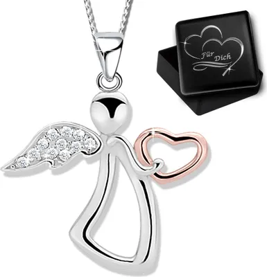Produktbild von Damen Mädchen Engel Kette mit Anhänger echt 925 Sterling Silber Rosegold K826-V12-40cm