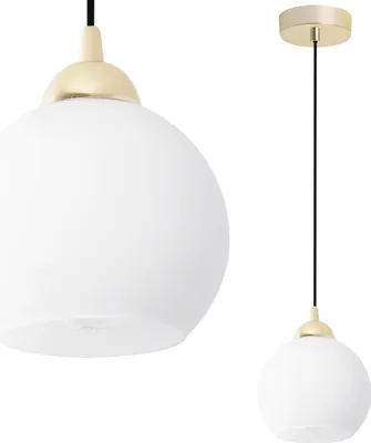 Produktbild von Eliza White Pendelleuchte Gold – 1 flammig E27 schwarze Leitung