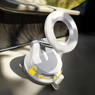 Produktbild von Handyhalterung Auto für MagSafe, Vakuum Saugnapf & Magnetisch, für iPhone 16 Pro Max, Weiß