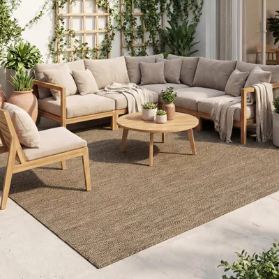 Produktbild von Volero - In-& Outdoor Teppich - Malta Arrow Natur - 240x340 cm - Balkon, Garten, Terrasse, Flur - Boho, Industrielle, Ländlich, Skandinavisch