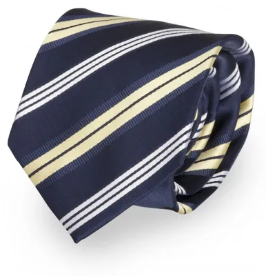 Produktbild von Fabio Farini - 1 Stück gestreifte Herren Krawatte - Tie mit Streifen in 6cm oder 8cm Breite Breit (8cm), Blau/Gold/Weiß