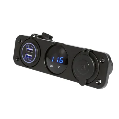 Imagen del producto de Panel con 3 orificios, toma de corriente con doble puerto USB, panel para toma de corriente de carga, panel con toma de corriente y voltímetro para carga, toma de corriente con doble puerto USB