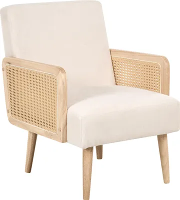 Obrázek produktu pro BELIANI Křeslo světle béžové polyesterové čalounění dřevěný rám s područkami retro design obývací pokoj