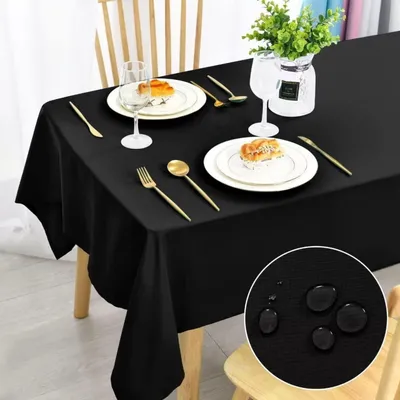 Produktbild von Tischdecke Fleckschutz Abwaschbar Wasserdicht 135x180cm Schwarz Rechteckig