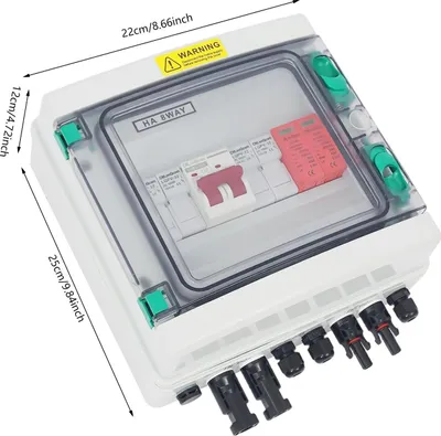 Obrázek produktu pro Kombinovaná skříňka pro solární fotovoltaické systémy – DC String Box – 2 vstupy/1 výstup – 500 V – 32 A – IP65 – s DC jističem – bílá