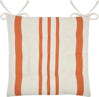 Image de STOF | Coussin d'assise - 38 x 38 cm - orange - beige - 100 % coton - Motif rayé - Décoratif